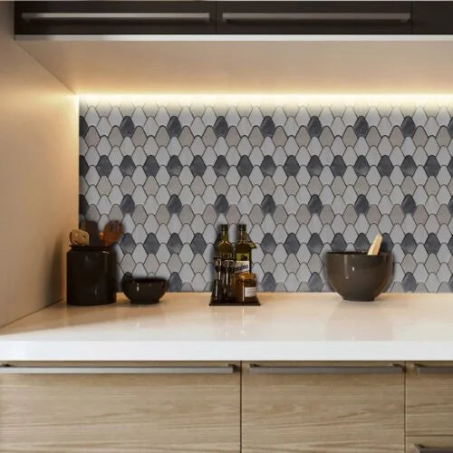 Waterjet Cassia 7.9x9 Polished Marble Mosaic Tile