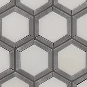 Waterjet Kaleidoscope Gray&White 14x11 Polished Marble Mosaic Tile