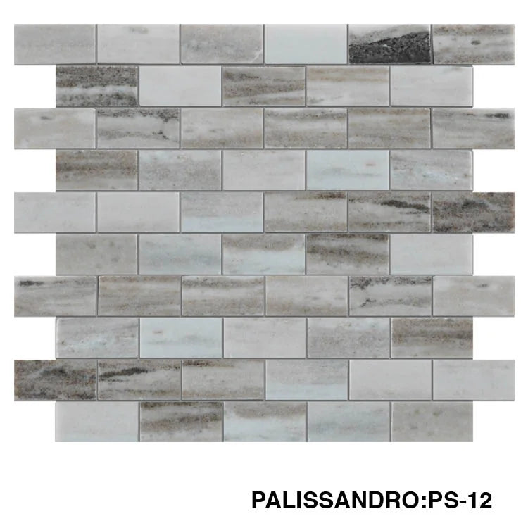 Waterjet Lilium Palissandro 1x2 Polished Marble Mosaic Tile