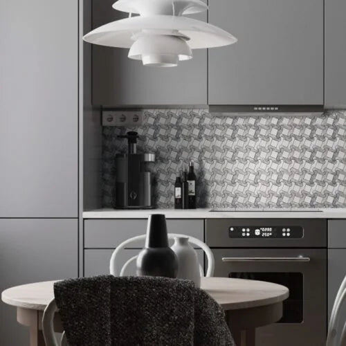 Waterjet Vitex 10x10 Polished Marble Mosaic Tile