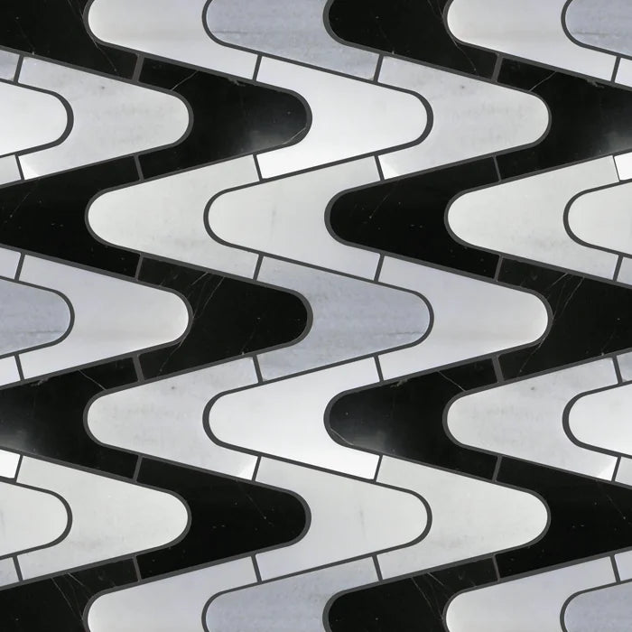 Waterjet Zoser 06x13 Polished Marble Mosaic Tile