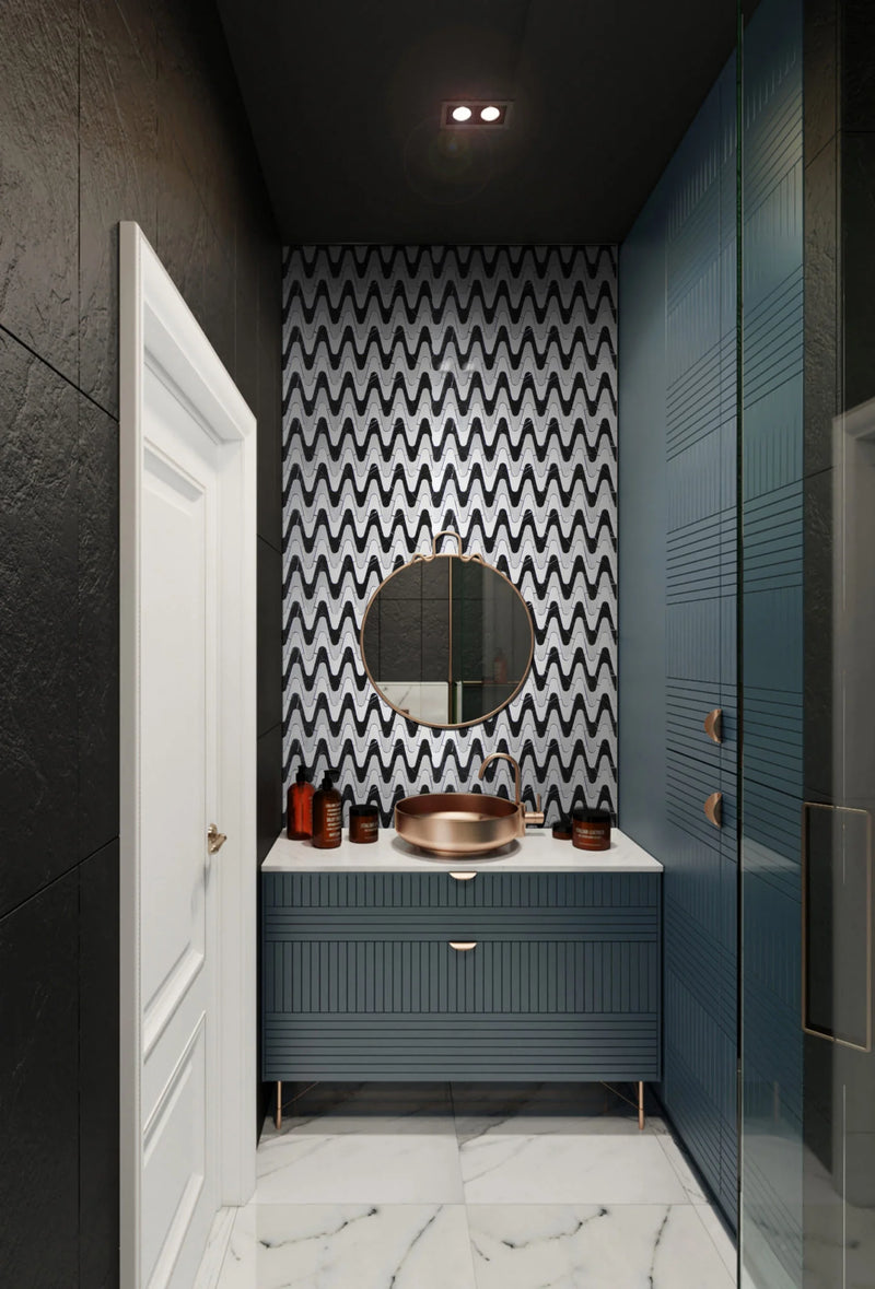 Waterjet Zoser 06x13 Polished Marble Mosaic Tile