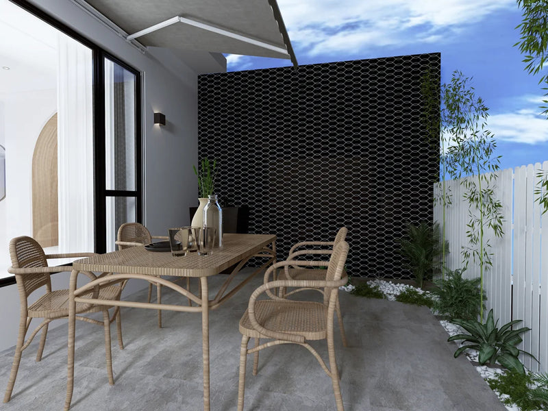 Wave Black Matte 12x12 Porcelain Mosaic Tile