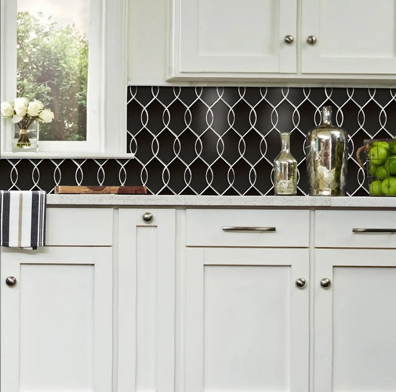 Wave Black Matte 12x12 Porcelain Mosaic Tile