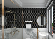 Wave Black Matte 12x12 Porcelain Mosaic Tile