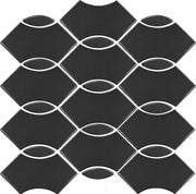 Wave Black Matte 12x12 Porcelain Mosaic Tile