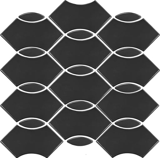 Wave Black Matte 12x12 Porcelain Mosaic Tile
