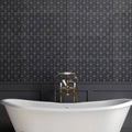 Wave Coal 24x12 Fan Deco Honed Ceramic Tile