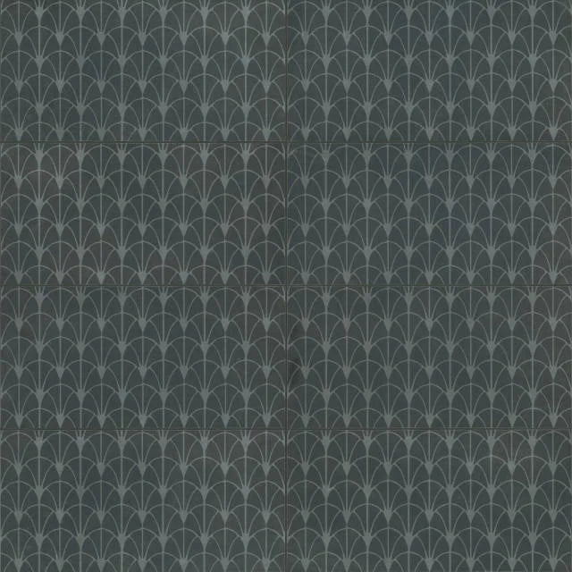 Wave Coal 24x12 Fan Deco Honed Ceramic Tile
