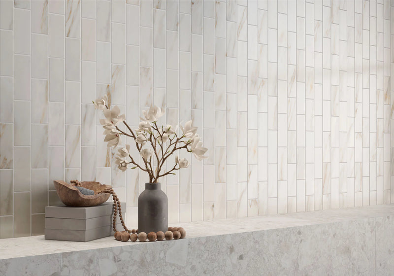 Rockart Calacata Gold Brick 12x12 Natural Stone & Glass Mosaic