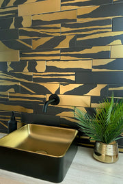 Flat Deluxe Savannah Black & Gold 3x11.8 Matte Ceramic Tile