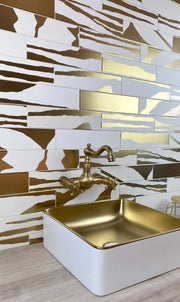 Flat Deluxe Savannah White & Gold 3x11.8 Matte Ceramic Tile