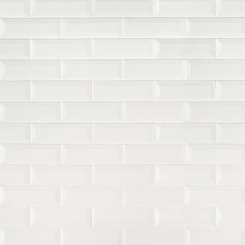 Whisper White 2x6 Beveled Glossy Ceramic Subway Tile