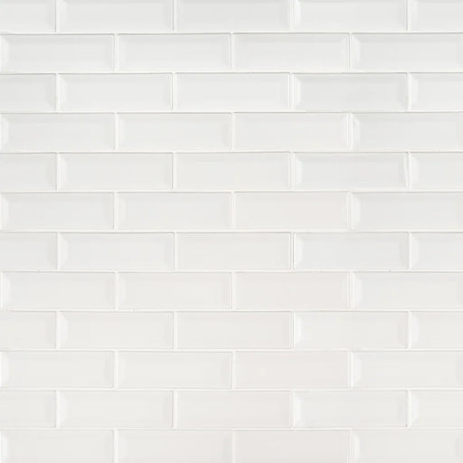 Whisper White 2x6 Beveled Glossy Ceramic Subway Tile