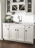 Whisper White Arabesque Pattern Glossy Ceramic Mosaic Tile