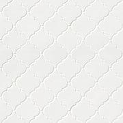 Whisper White Arabesque Pattern Glossy Ceramic Mosaic Tile
