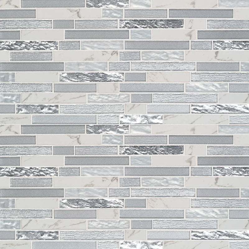 Whistler Ice Interlocking Pattern Misc. 0.31 Inch Porcelain Glass Blend Mosaic Tile