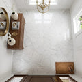 White Carrara 12.5x11.75 Hexagon Polished Marble Tile — Foyer floor