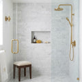 White Carrara 3x12 Honed Marble Tile — Bathroom shower wall