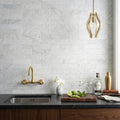White Carrara 3x12 Honed Marble Tile — Wet Bar backsplash