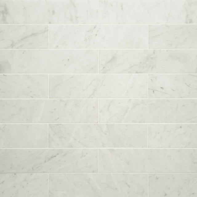 White Carrara 3x12 Honed Marble Tile