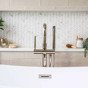 White Carrara Chevron 12.5x12.25 Polished Marble Mosaic