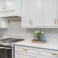 White Carrara Chevron 12.5x12.25 Polished Marble Mosaic