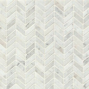 White Carrara Chevron 12.5x12.25 Polished Marble Mosaic