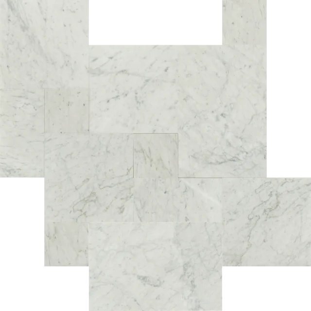 White Carrara Versailles Pattern 1/2" Honed Marble Tile