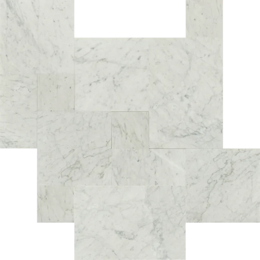 White Carrara Versailles Pattern 1/2" Honed Marble Tile