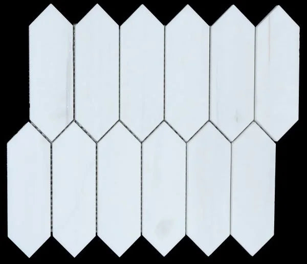 White Dolomite 12x12 Picket Patterned Honed Marble Mosaic