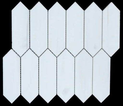 White Dolomite 12x12 Picket Patterned Honed Marble Mosaic