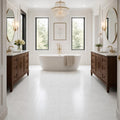 White Dolomite 12x24 Honed Natural Marble Tile — Bathroom floor