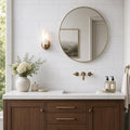 White Dolomite 12x24 Honed Natural Marble Tile — Bathroom vanity wall