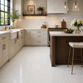 White Dolomite 12x24 Honed Natural Marble Tile — Kitchen floor