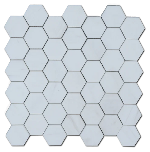 White Dolomite Hexagon 2x2 Honed Marble Mosaic