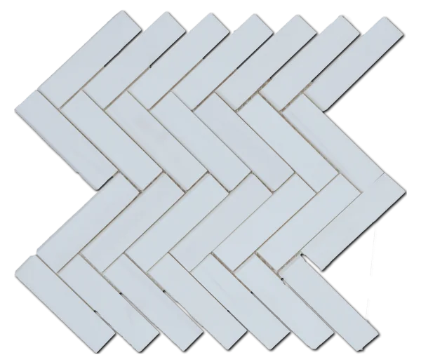 White Dolomite Herringbone 1x4 Honed Marble Mosaic