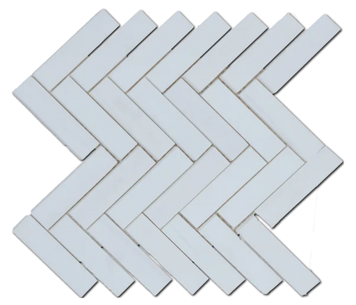 White Dolomite Herringbone 1x4 Honed Marble Mosaic