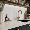 White Dolomite Hexagon 2x2 Honed Marble Mosaic — Kitchen backsplash