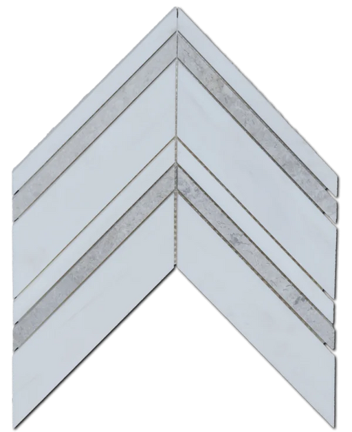 White Dolomite 12x12 Large Chevron Patterned Honed Marble Mosaic