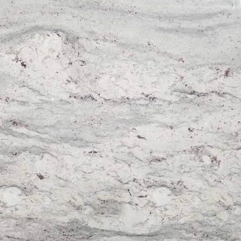 White and gray stone slab with flowing horizontal veins and subtle dark markings.
