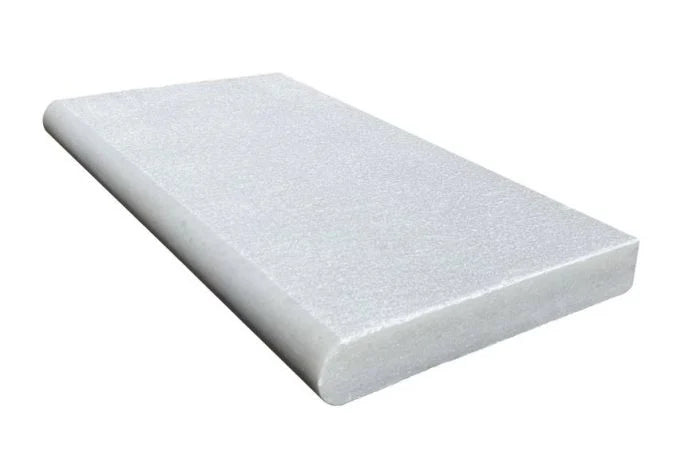 White Marble Leather (Sandblasted & Brushed) 12 x 24 x 1.25 Bullnose Coping