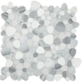 White Flat Pebble 12x12 Mesh Natural Stone Marble Mosaic