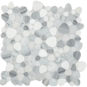 White Flat Pebble 12x12 Mesh Natural Stone Marble Mosaic