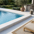 White Marble Leather (Sandblasted & Brushed) 12 x 24 x 1.25 Double Bullnose Coping 12x24 pool coping — Swimming Pool pool edge drop-face coping