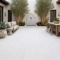 White Marble Leather (Sandblasted & Brushed) 12 x 24 x 1.25 Paver 12x24 — Courtyard paving
