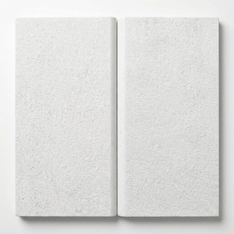 White Marble Leather (Sandblasted & Brushed) 12 x 24 x 2 Bullnose Coping 12x24 close-up