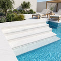 White Marble Leather (Sandblasted & Brushed) 12 x 24 x 2 Modern Coping 12x24 pool coping — Swimming Pool pool step edge