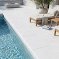White Marble Leather (Sandblasted & Brushed) 16 x 24 x 1.25 Bullnose Coping 16x24 pool coping — Swimming Pool pool edge drop-face coping