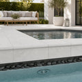 White Marble Leather (Sandblasted & Brushed) 16 x 24 x 2 Double Bullnose Coping 16x24 pool coping — Spa spa overhang edge